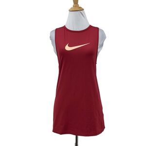 Nike Pro Tank Top Womens XS Extra Small Sangria Red Sleeveless Open Back Dri Fit
